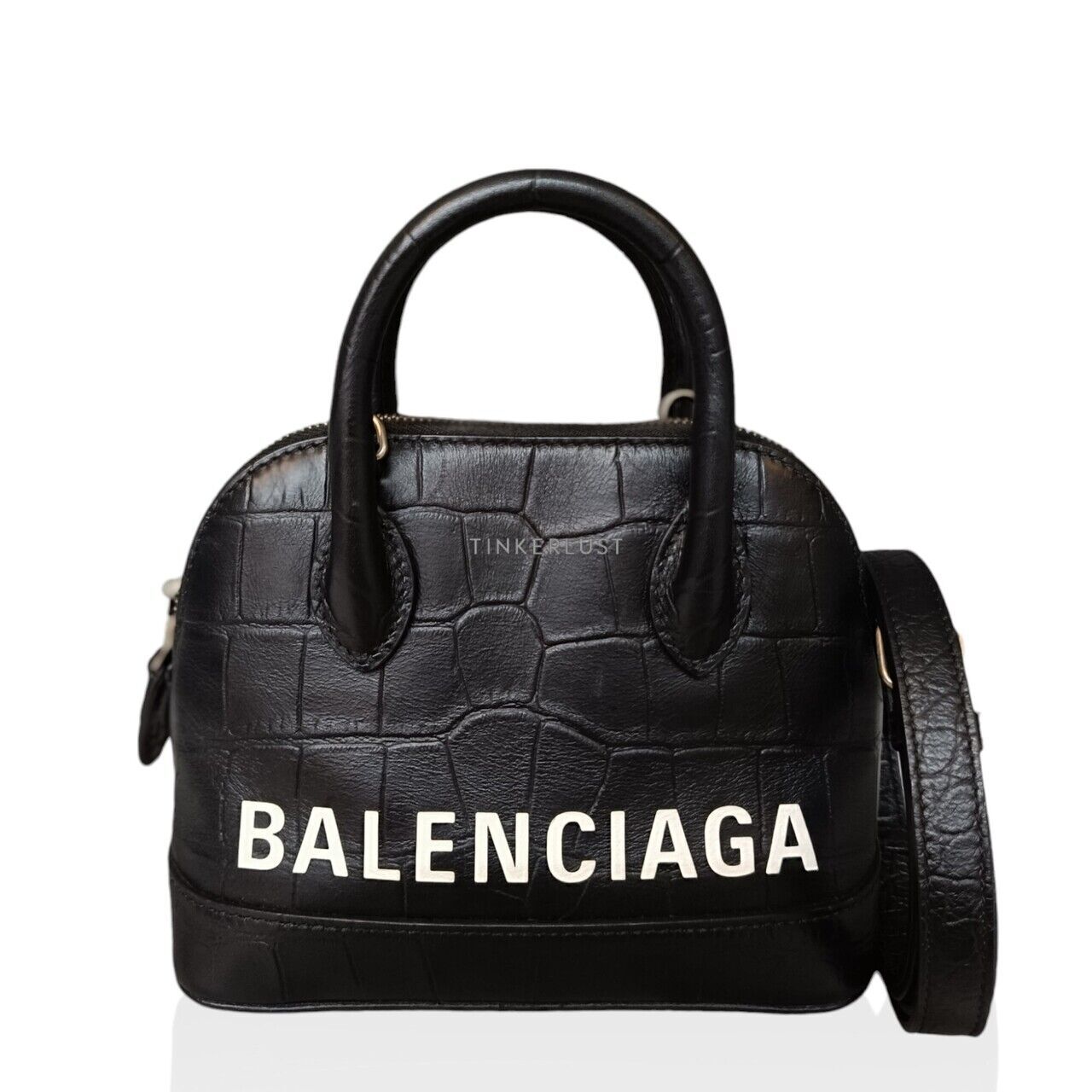 tas satchel Balenciaga Ville XXS Black Croco W 2019 Satchel Bag Tinkerlust